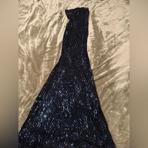 Windsor navy and black Sequin Trumpet Maxi Dress